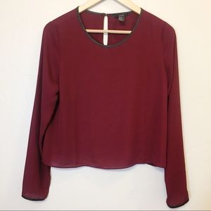 SALE ✨Maroon Long Sleeve Faux Leather Lined Blouse